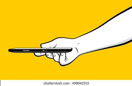 Man hand holding tablet