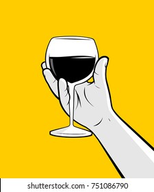 Man hand holding wine glass