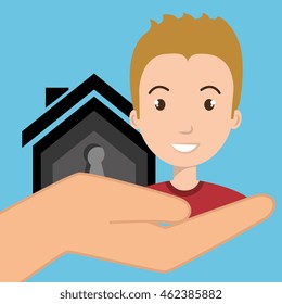 man hand house key vector illustration eps 10