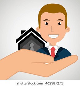 man hand house key vector illustration eps 10