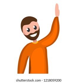 Man hand up icon. Cartoon of man hand up vector icon for web design isolated on white background