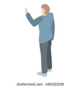 Man hand up icon. Isometric of man hand up vector icon for web design isolated on white background