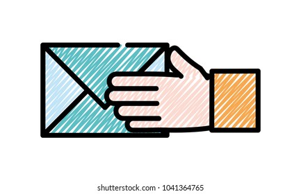 man hand with letter text message