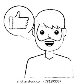 man with hand like in speech bubble