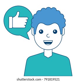 man with hand like in speech bubble