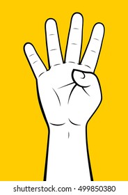 Man Hand Making Number Three Sign Gesture