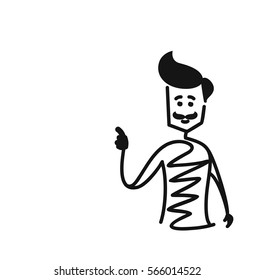 Man hand pointing finger, Cartoon Hand Drawn Sketch Vector illustration.