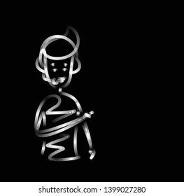 Man hand pointing finger gesture of customer support, Cartoon Hand Drawn Sketch Vector illustration.