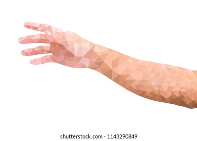 man hand polygon design style on white background