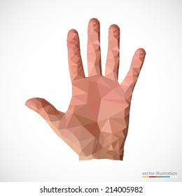 Man hand. Polygonal style.  Vector illustration