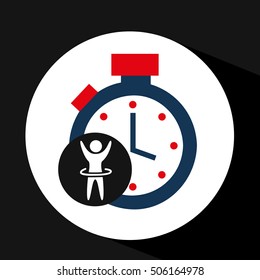 man hand up silhouette with chronometer icon design vector illustration eps 10