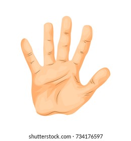 Man hand, simbol stop, danger, cartoon illustration