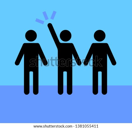man with hand up taking initiative