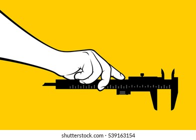 Man Hand Using Caliper