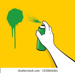 Man Hand Using Green Spray Painting