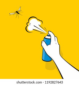 Man hand using insecticide to kill mosquito