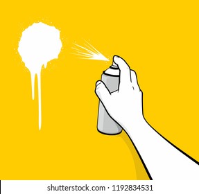 Man Hand Using White Spray Painting