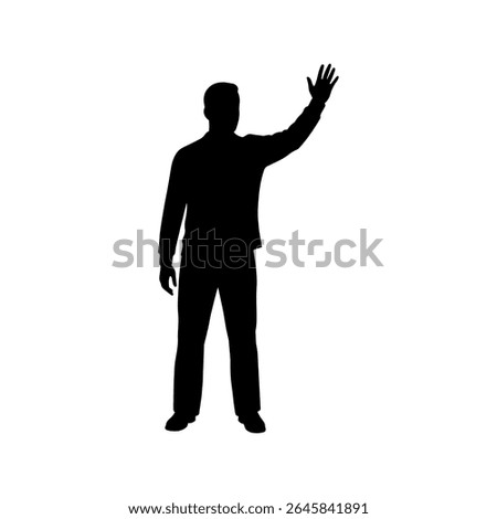 Man hand waving silhouette vector flat illustration design.