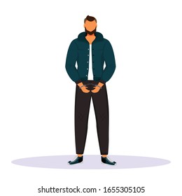 Man In Handcuffs Flat Color Vector Faceless Character. Prisoner, Suspect. Guy Accused Of Committing Crime. Captured Criminal. Convicted Person. Arrested Thief. Isolated Cartoon Illustration