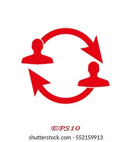 man handing a sign, arrows, icon, vector illustration EPS 10