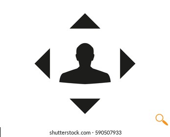 man handing a sign, arrows, icon, vector illustration EPS 10