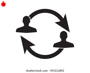 man handing a sign, arrows, icon, vector illustration EPS 10