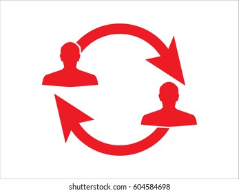 man handing a sign, arrows, icon, vector illustration EPS 10
