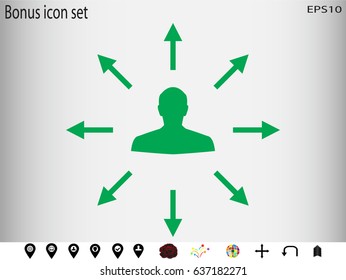 man handing a sign, arrows, icon, vector illustration EPS 10