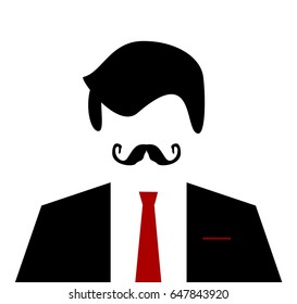 man with handlebar mustache and red tie