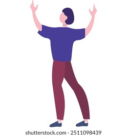 Man with hands up back view vector icon
