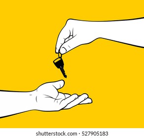 Man hands giving home key