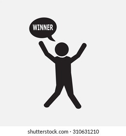 Man with hands up and happy motion vector illustration