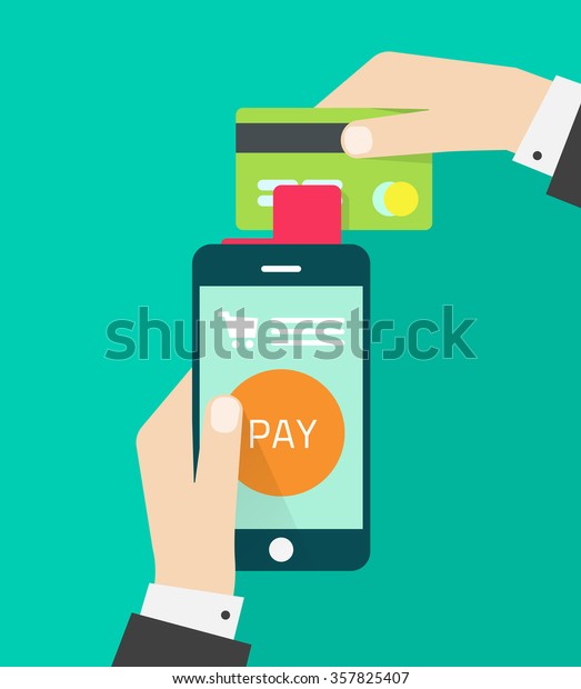 Man Hands Holding Mobile Phone Credit Stock Vector (Royalty Free ...