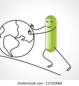 a man Hands is holding small earth