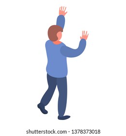 Man hands up icon. Isometric of man hands up vector icon for web design isolated on white background