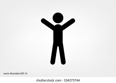 Man hands up icon vector illustration.