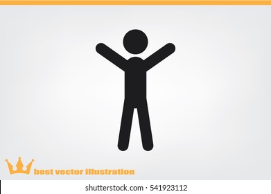 Man hands up icon vector illustration.