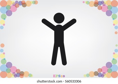 Man hands up icon vector illustration 