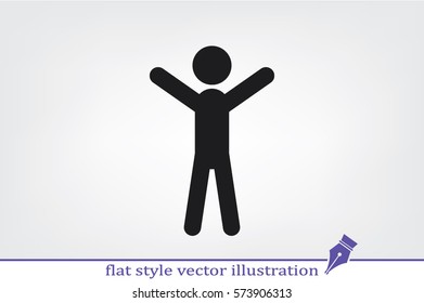 Man hands up icon vector illustration.