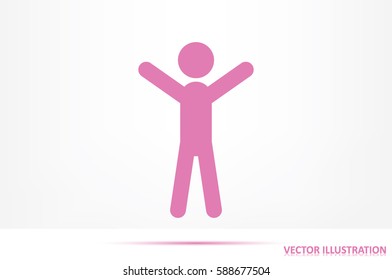 Man hands up icon vector illustration