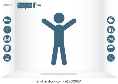 Man hands up icon vector illustration