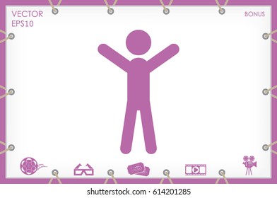 Man hands up icon vector illustration