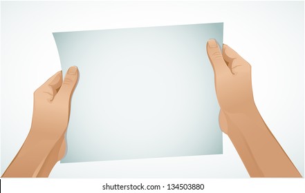 Man hands keep paper