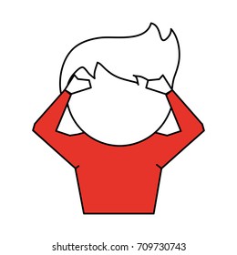  man with hands on head cartoon icon image 
