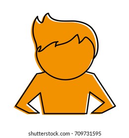 man with hands on hips cartoon icon image 