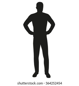 Man With Hands On Hips, Vector Silhouette