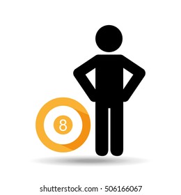 man hands on waist with pool ball icon vector illustration eps 10