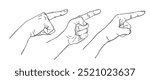 man hands pointing index finger gesture  set line drawing vector illustration