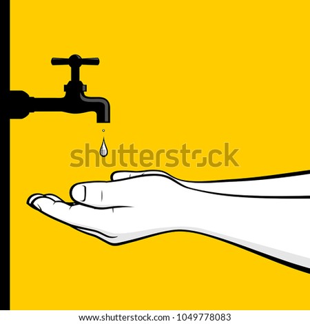 Man hands saving water 