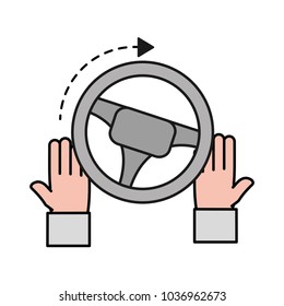man hands with steering wheel drive